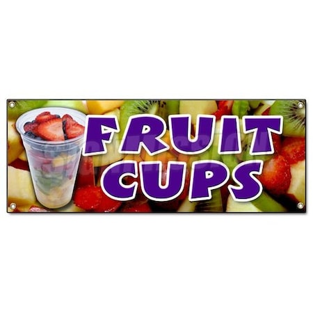 Signmission FRUIT CUPS BANNER SIGN peaches pineapple orange fruit cocktial salad syrup berry B-Fruit Cups